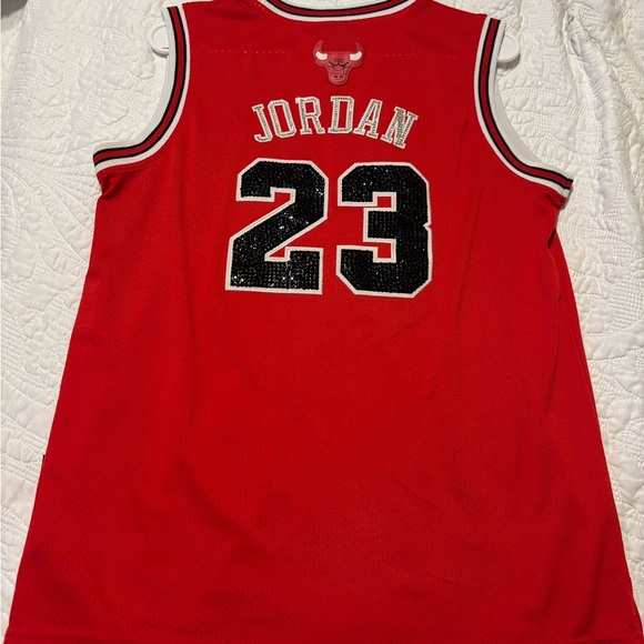 Vintage Nike JR  XL+2 Jordan Chicago bulls jersey Swarovski crystals custom made - Picture 2 of 8